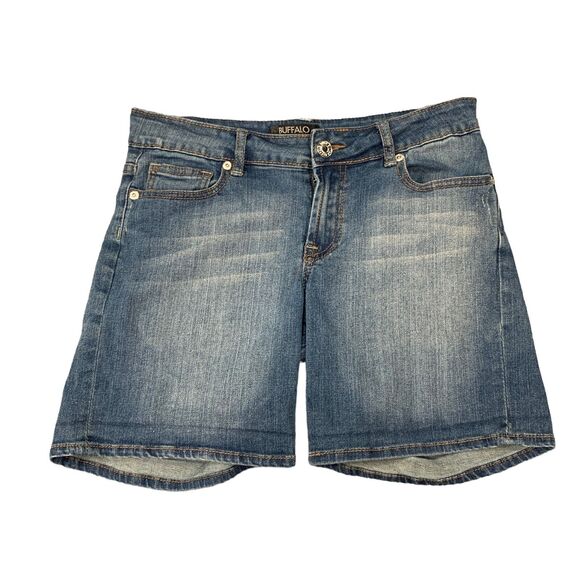 Buffalo David Bitton Pete Shorts Women 26 Denim Wide Leg Stretch Bermuda Zip Fly - Picture 1 of 10